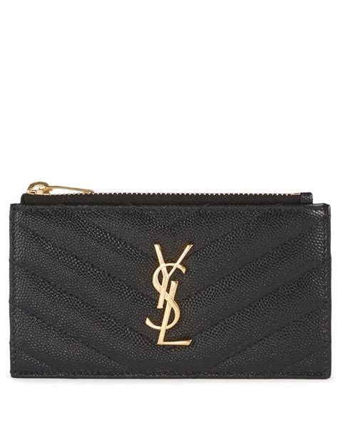 ysl blue card holder|YSL card holder with zipper.